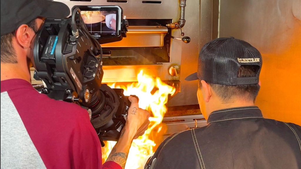 Behind the scenes restaurant content shoot